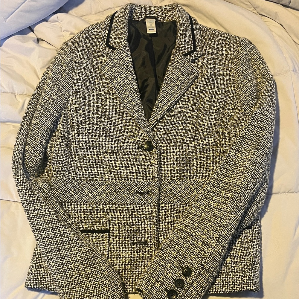 Old Navy Black and White Tweed Blazer